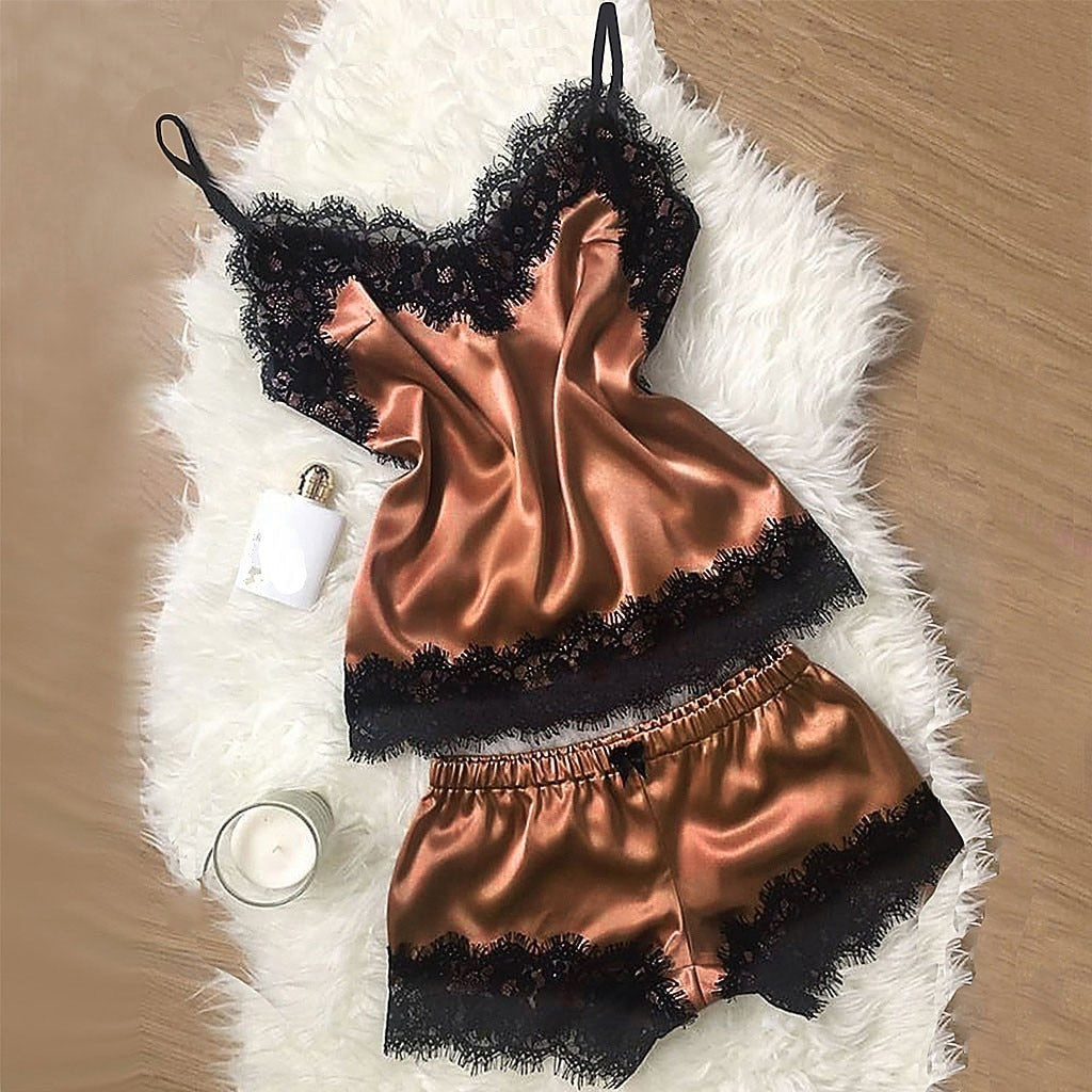 Pyjama en satin 2pcs, 3pcs-Velonjara-Secret