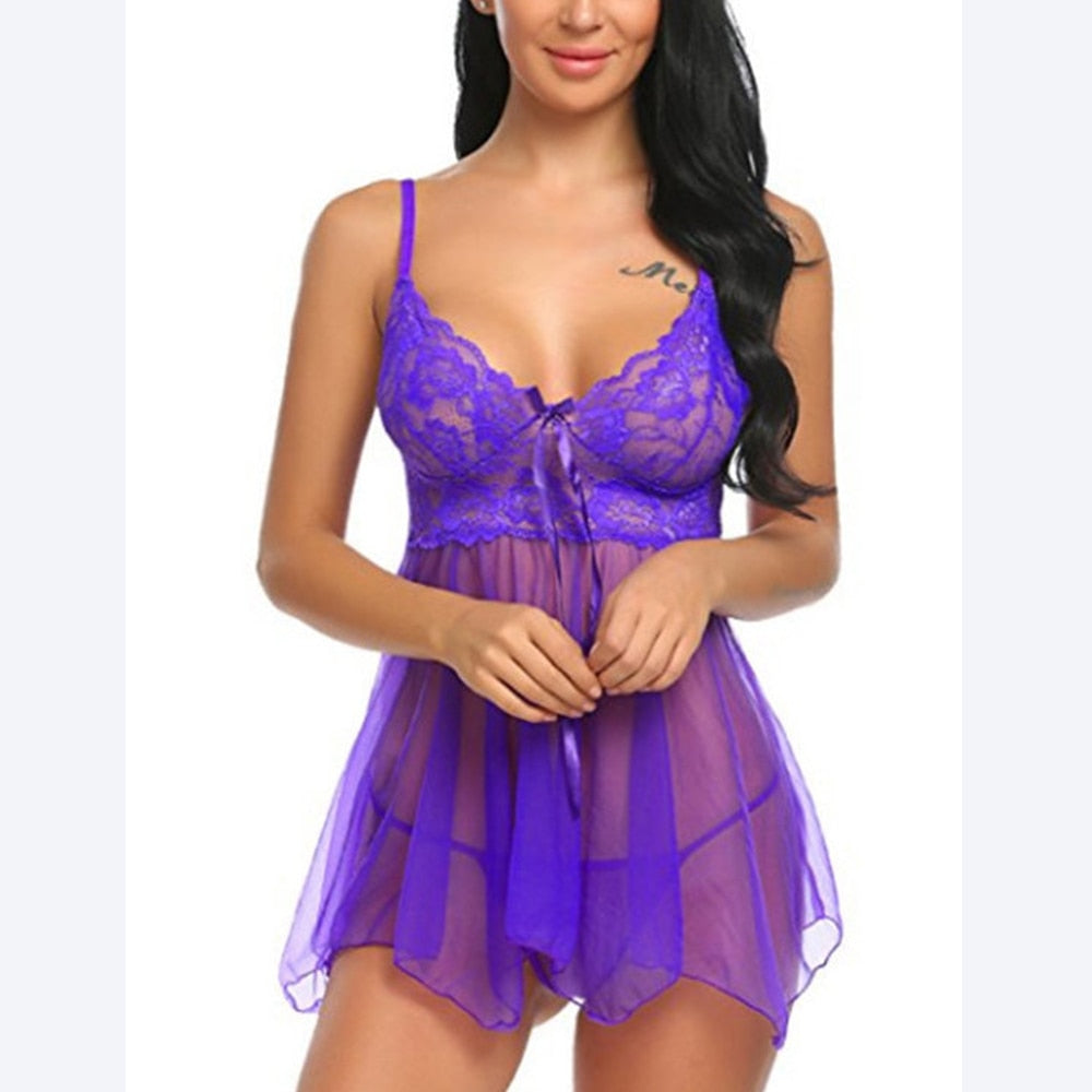 Nuisette en dentelle transparente-Velonjara-Secret